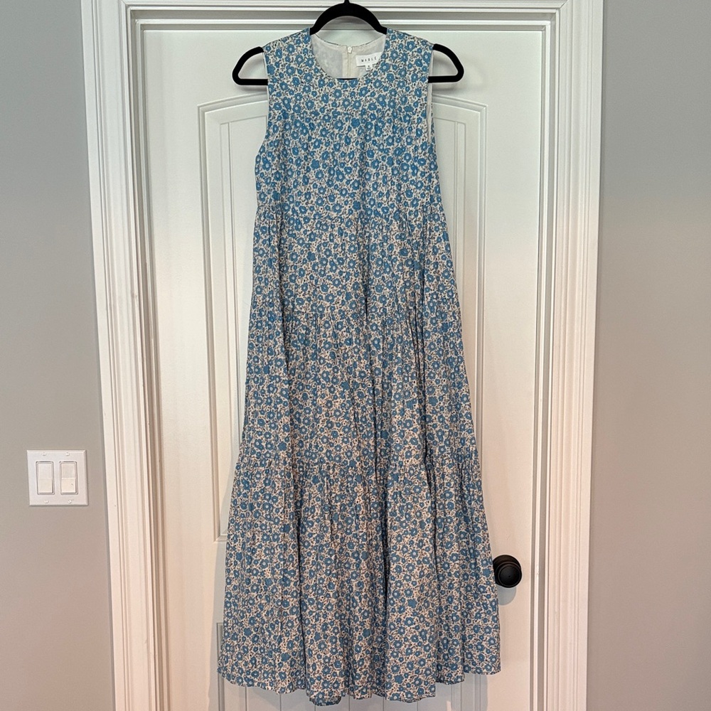 NWOT, Mable Tiered Cottagecore A-Line  Floral Sleeveless Maxi Dress Size Small